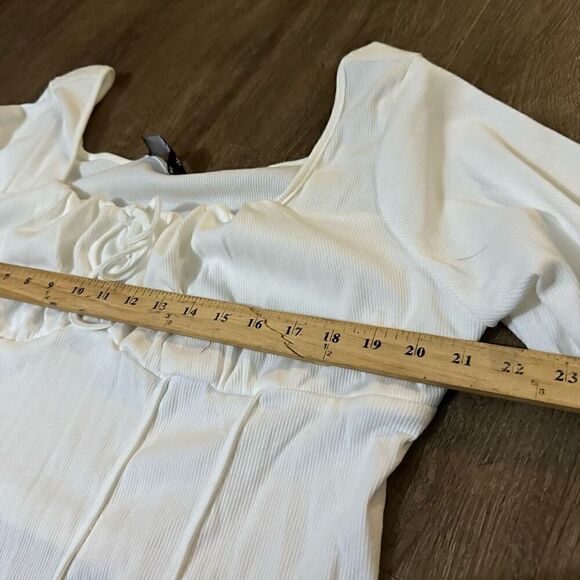 Cider Recycled Fabric Solid Rib Knotted Corset Style Top Long Sleeve Crop Sz 3XL - Picture 6 of 8